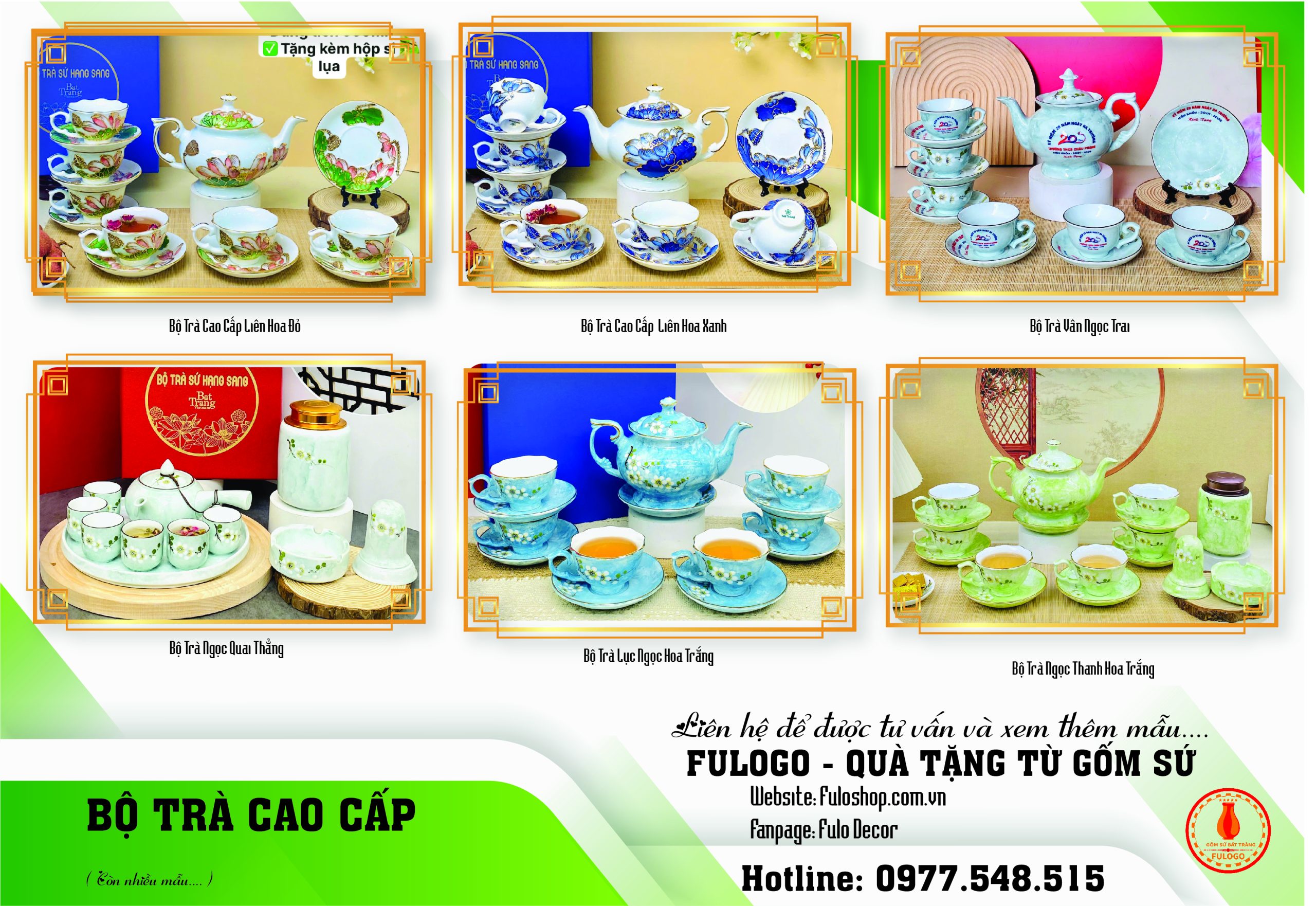 Qùa tặng bộ ấm trà gốm sứ fulogo