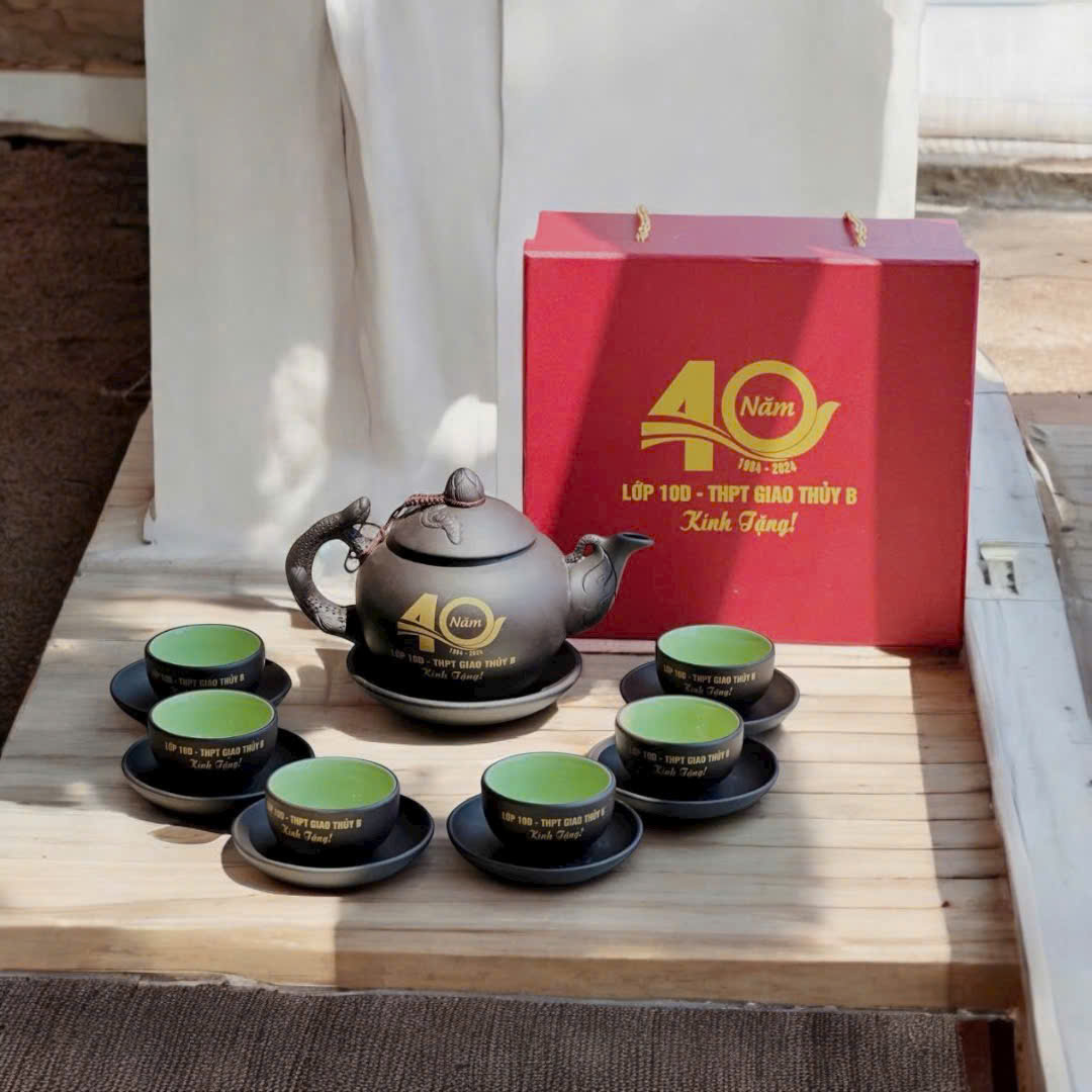 Bộ ấm trà tử sa quà tặng fulogo