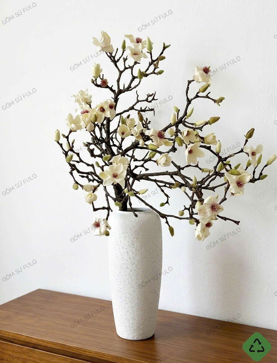 Bình cắm hoa mộc lan đẹp-Gốm sứ fulo