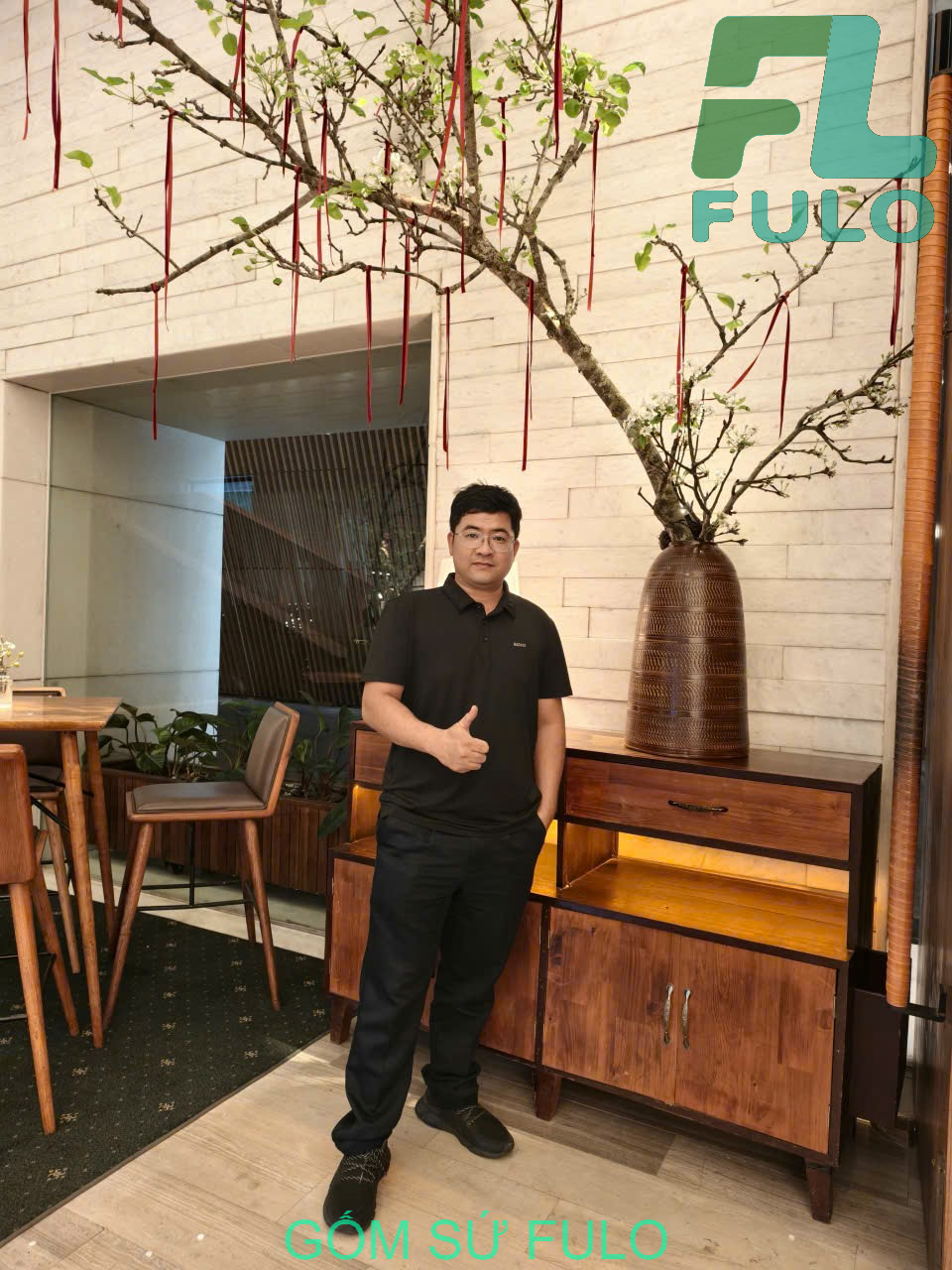 Bình gốm cỡ lớn cắm cành không lo bị đổ