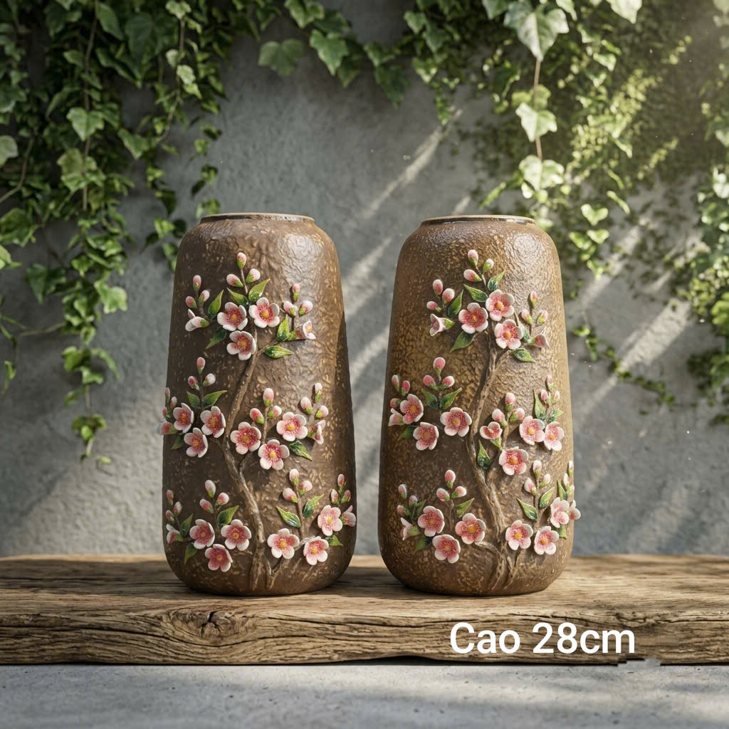Bình Hoa Đắp đào cao 27cm
