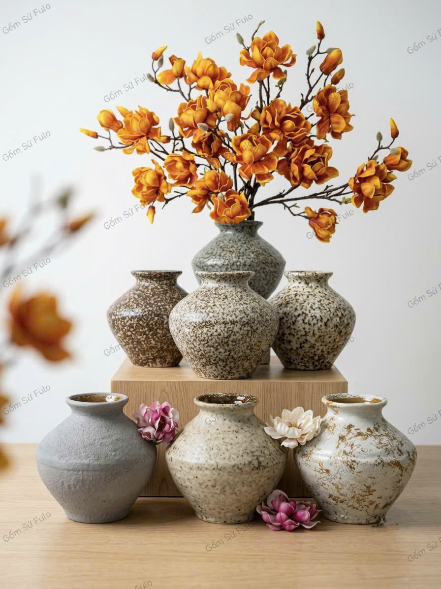 Bình cắm hoa mộc lan gốm sứ fulo- phệ sần 25cm